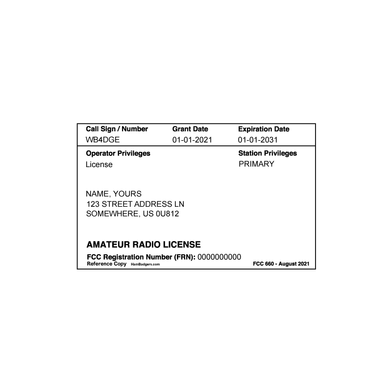 Amateur Radio License Wallet Card