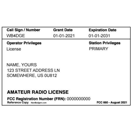 Amateur Radio License Wallet Card